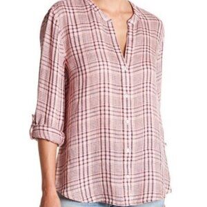 Joie "Dane" Plaid Linen Button Down Top Medium